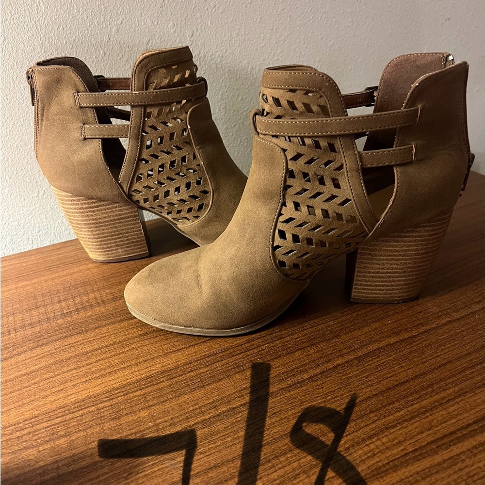 Brown Ankle Boots with Cutout Design